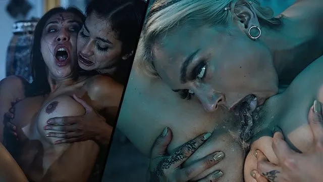 Chloe Temple, Natasha Nice & Blake Blossom scissor & lick each other's pussies in hot lesbian fuck fest